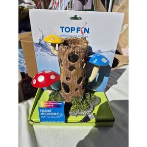 💥 Top Fin Mushrooms Light-Up Aquarium Decor w/Color Changing LED Lights USB